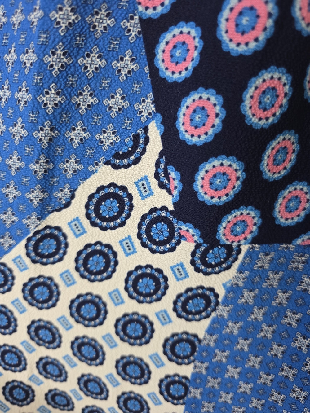 Blue Patterned Smocked Maxi Dress with Spaghetti Straps - Picture 7 of 8